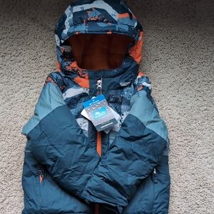 Columbia Kids Puffer Jacket - Navy and Orange